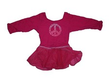 Girl Jacques Mor t Hot Pink Heart Long Sleeve Skirted Dance Leotard Size XS 4/5