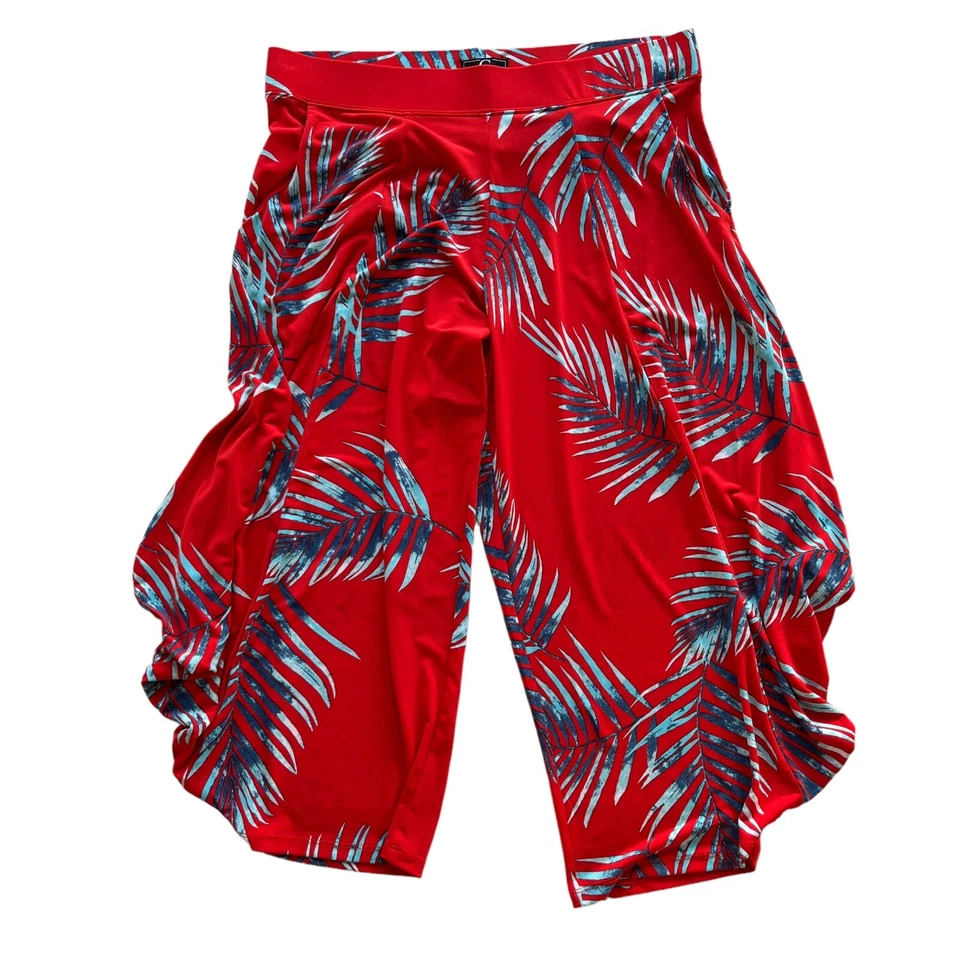 G by Giuliana Harem Pants XLP  Slinky Knit Pull On Tropical Print Pocket Stretch - Image 2 of 4