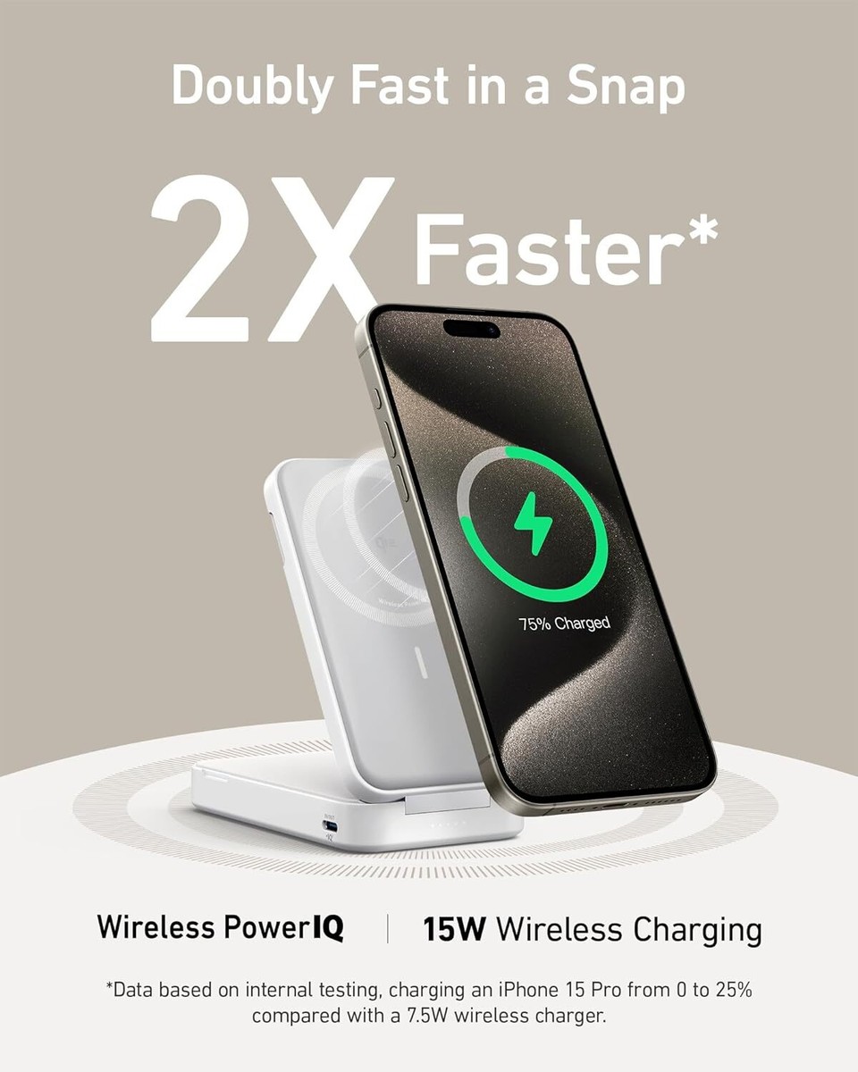 Anker MagGo Power Bank 6600mAh Portable Charger 15W Qi2