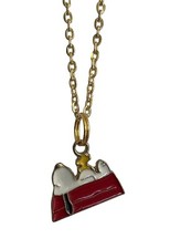 Snoopy With Woodstock Napping Necklace Cartoon Dog Charm Enamel Metal Pendant
