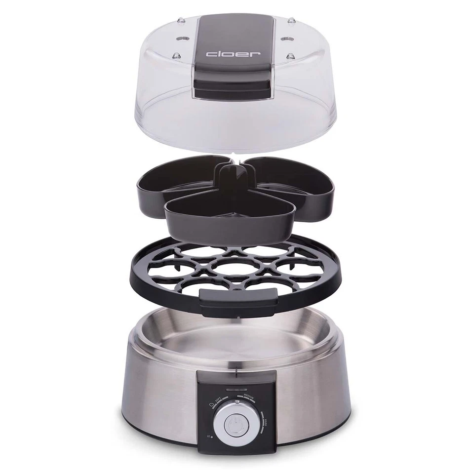 Eierkocher 7 Eier Edelstahl mit Messbecher Eipick Härtegrad einstellbar 435 Watt - Bild 2 von 4