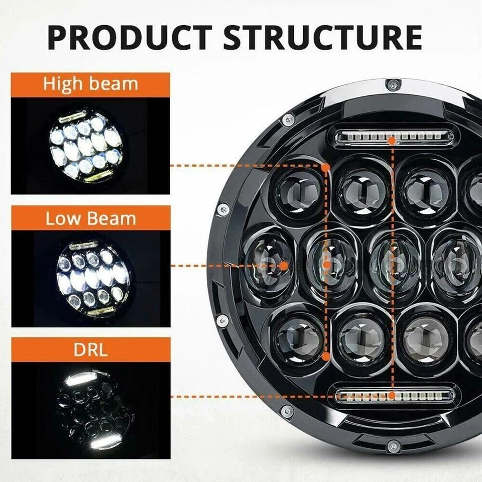 Cubo de carcasa de faro LED de 7 pulgadas para Honda Harley Kawasaki motocicleta Yamaha Foto 3 de 4