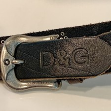 Dolce & Gabbana Black Leather Studded DG Logo Belt With Heavy Buckle Size 38-42