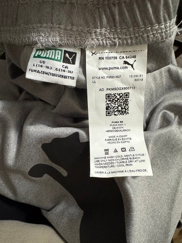 New Boys Puma Gray Shorts Size L (14-16) Activewear Athletic Silver Shorts - Picture 2 of 3