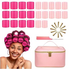 Hair Rollers with Free Makeup Carrying Case - Self Grip Heatless Hair Curlers