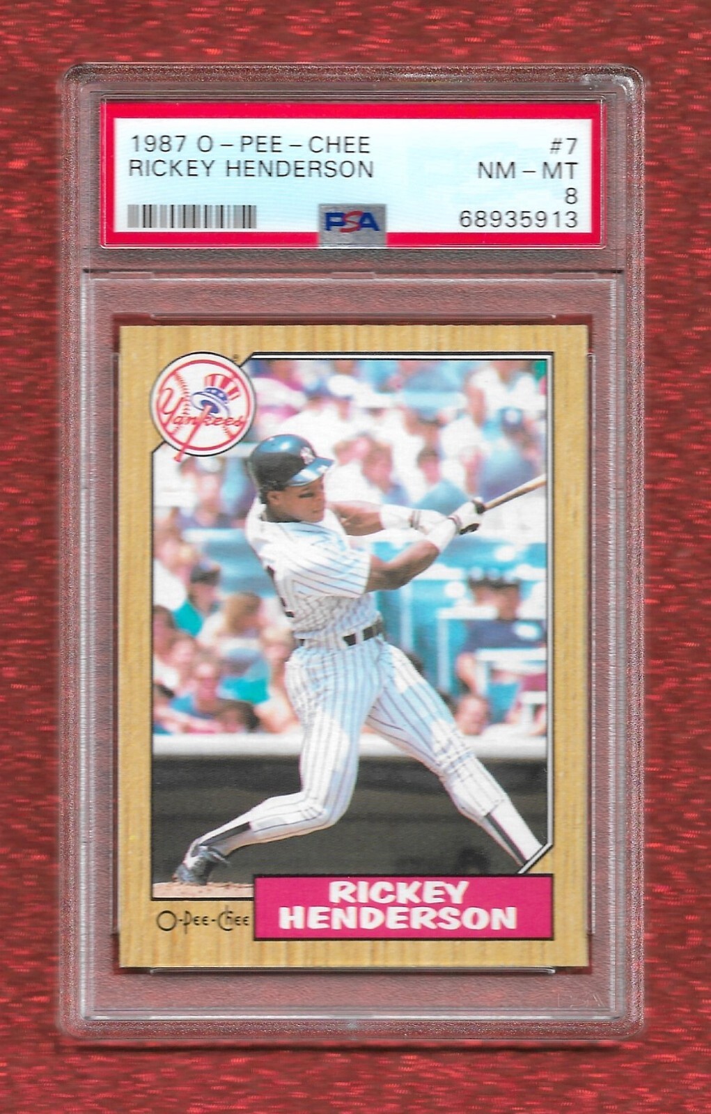 1987 O-PEE-CHEE #7 RICKEY HENDERSON PSA 8 NM-MINT HOF YANKEES A'S PADRES METS