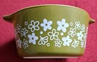 Vintage PYREX Green Spring Blossom Crazy Daisy Casserole Dish 473 -  1 Qt No Lid