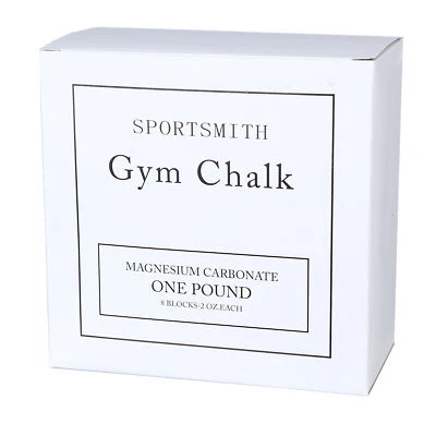 Gym Chalk by Sportsmith for Lifting Weights, 1lb Carton, 8 Count of 2 oz Blocks