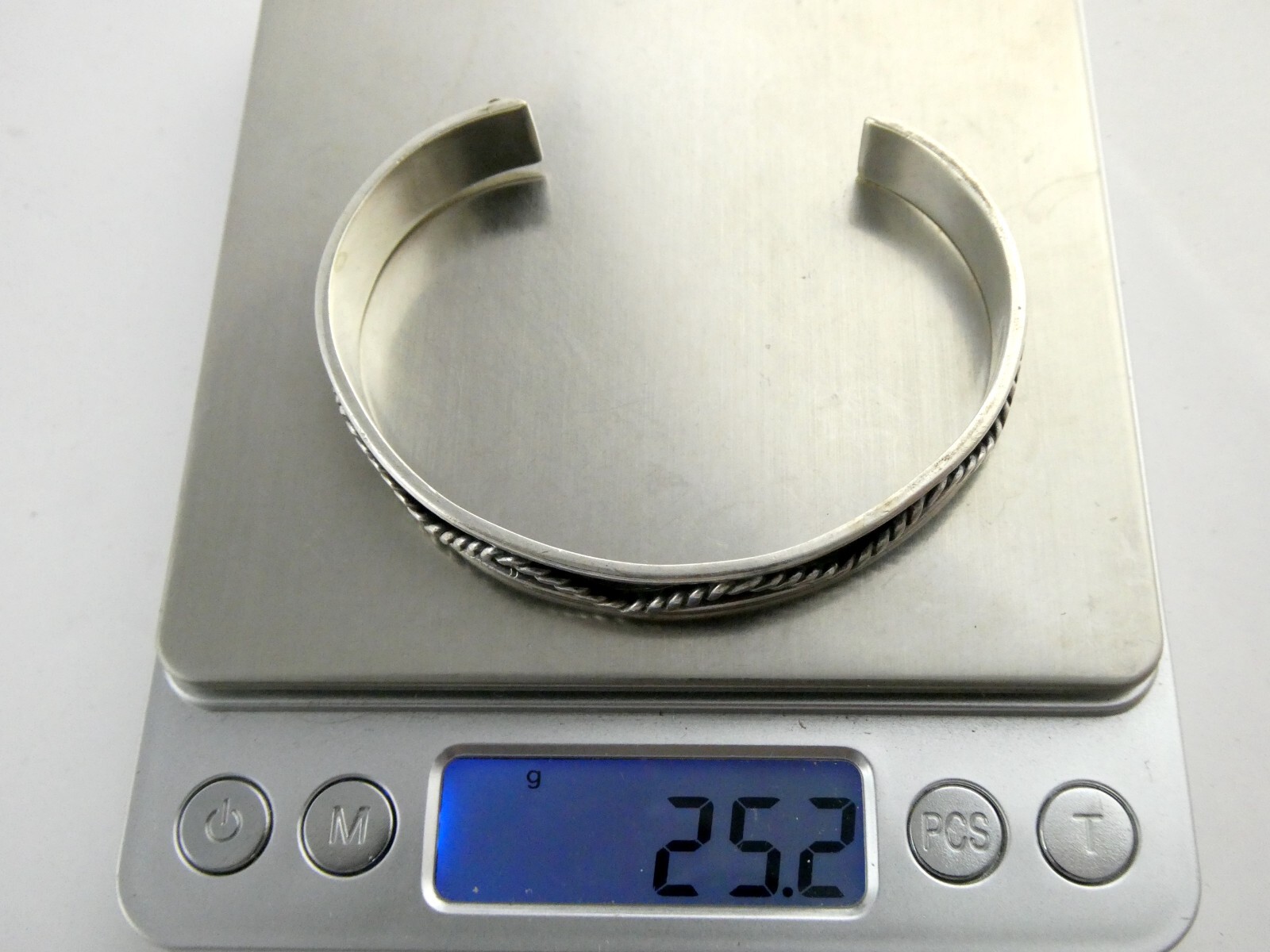 Sterling Silver Rope Pattern Design Cuff Bracelet… - image 15