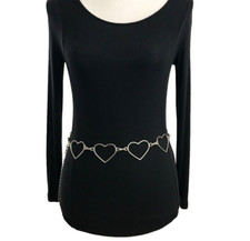 Women's Chain Belt Small-Medium Silver Metal Hearts Casual Dress Hip Waist