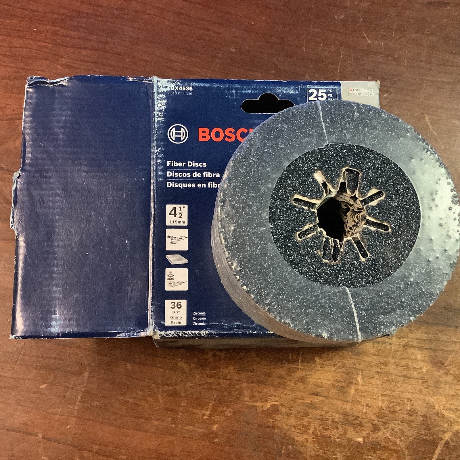 Bosch FBX4536 X-Lock Fiber Discs 4-1/2” X 36 Grit 25pk
