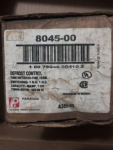 Temporizador usado Paragon D-Frost-O-Matic modelo 8045-00 control de descongelación estuche metálico solamente - Imagen 7 de 8