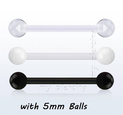 "PAAR Bio Flex Langhantel Zungenring & Brustwarzenring Halter 14G 1/2"" bis 3/4" - Bild 5 von 6