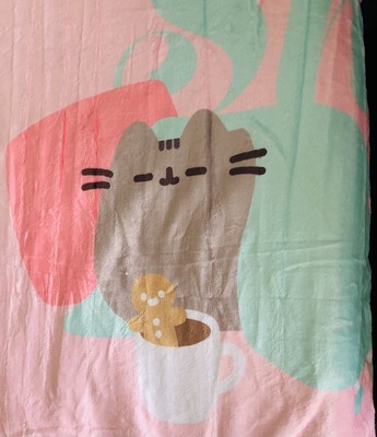 Pusheen Cat Pink Sherpa Blanket Snuggle Time Cozy Kitty Exclusive New
