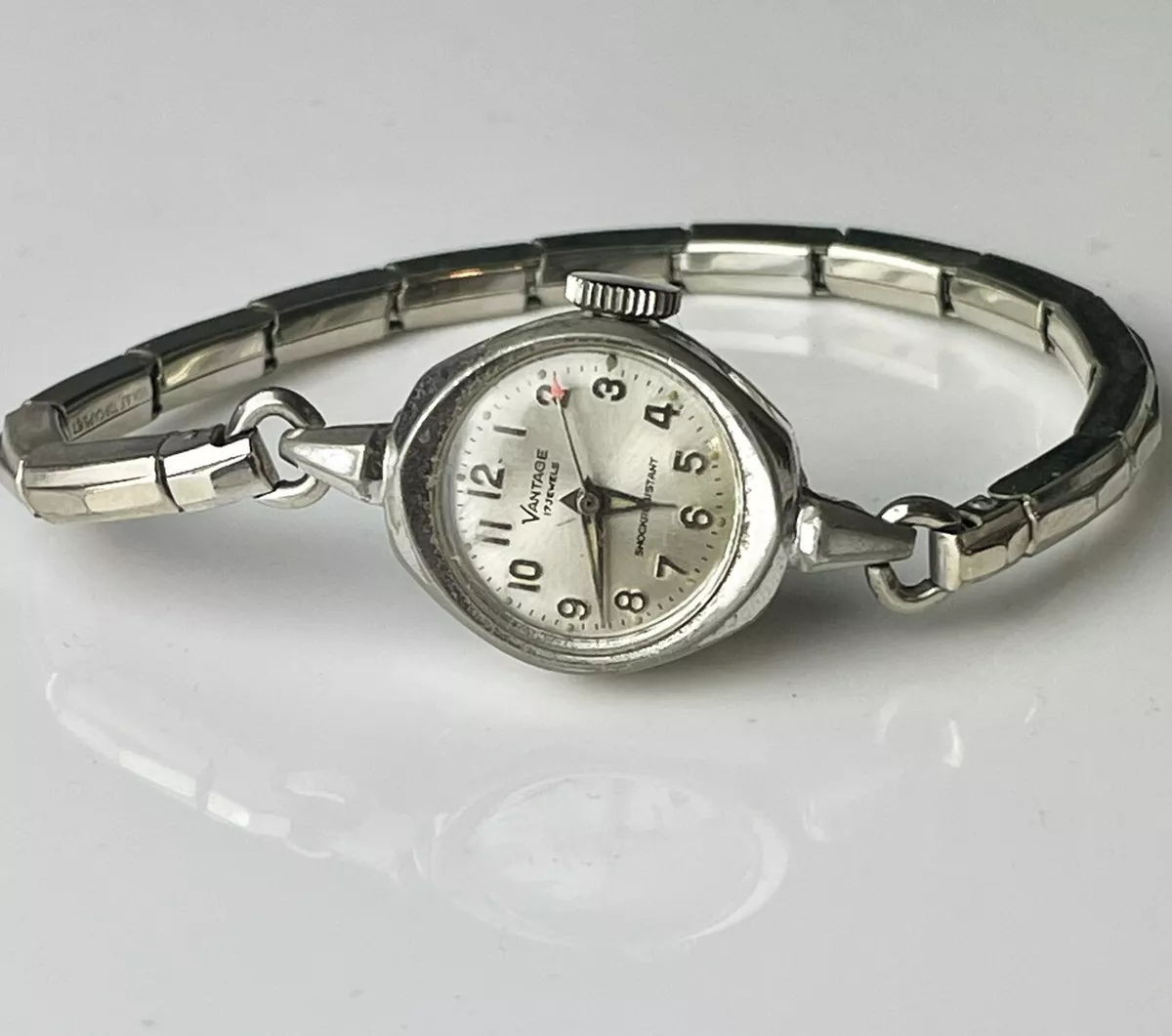 VANTAGE 17 Jewel Mechanical Watch True Vintage Red Accent Second