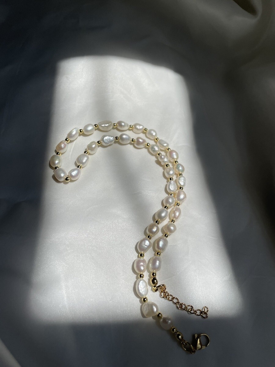 Genuine 9-10mm Freshwater Pearl Stainless Steel Necklace 45cm | eBay