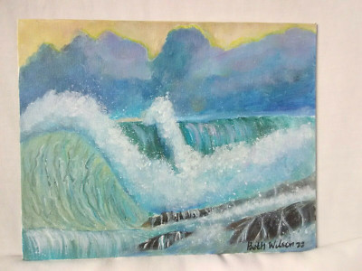 Wave Seascape Original Hand Painting 8''x10'' Canvas  Sea Ocean Beach Wall  Art 