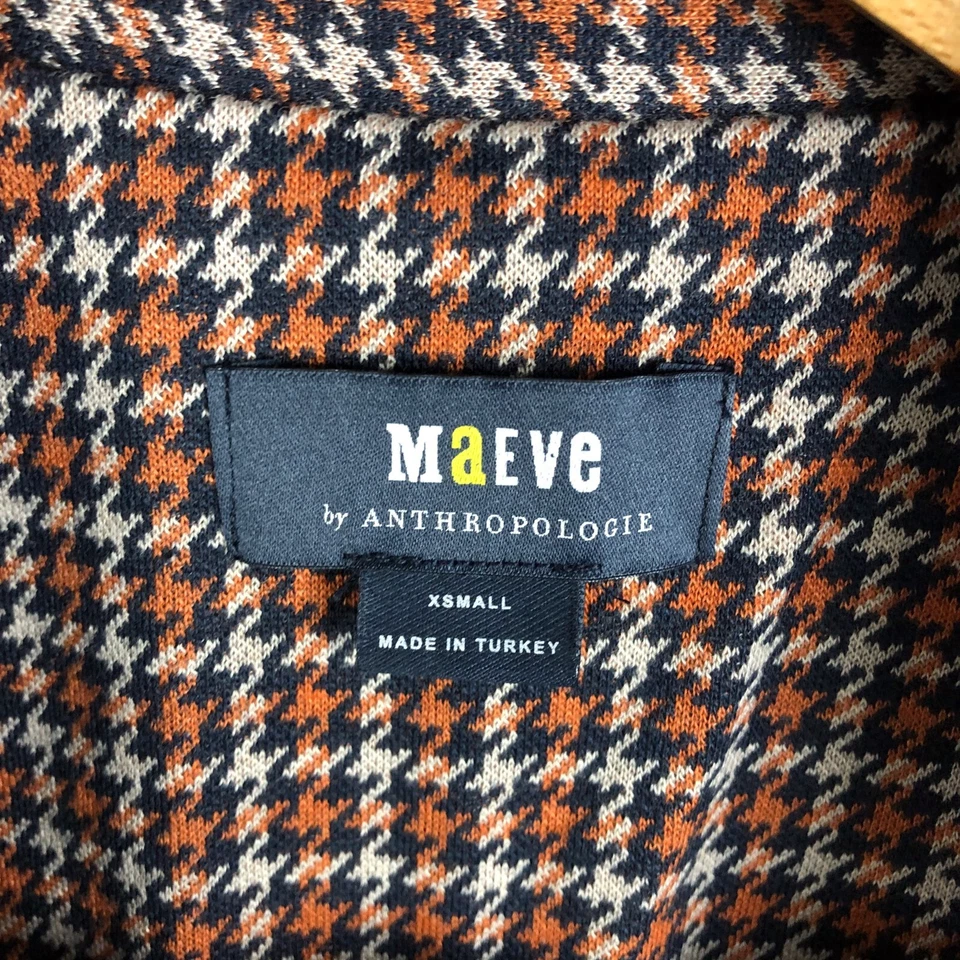 Blazer Maeve by Anthropologie Assimétrico Houndstooth Laranja Tamanho XS - Imagem 3 de 4