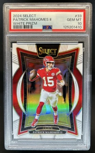 2024 Panini Select Patrick Mahomes II Concourse White Prizm #/35 Chiefs PSA 10