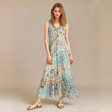  458 NWT Johnny Was BIYA Forever Flower Floral Mesh Embroidered Maxi Dress S