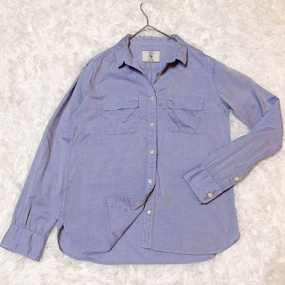 AIGLE Blue Long Sleeve Shirt Women's Long Sleeve 100% Cotton Casual M