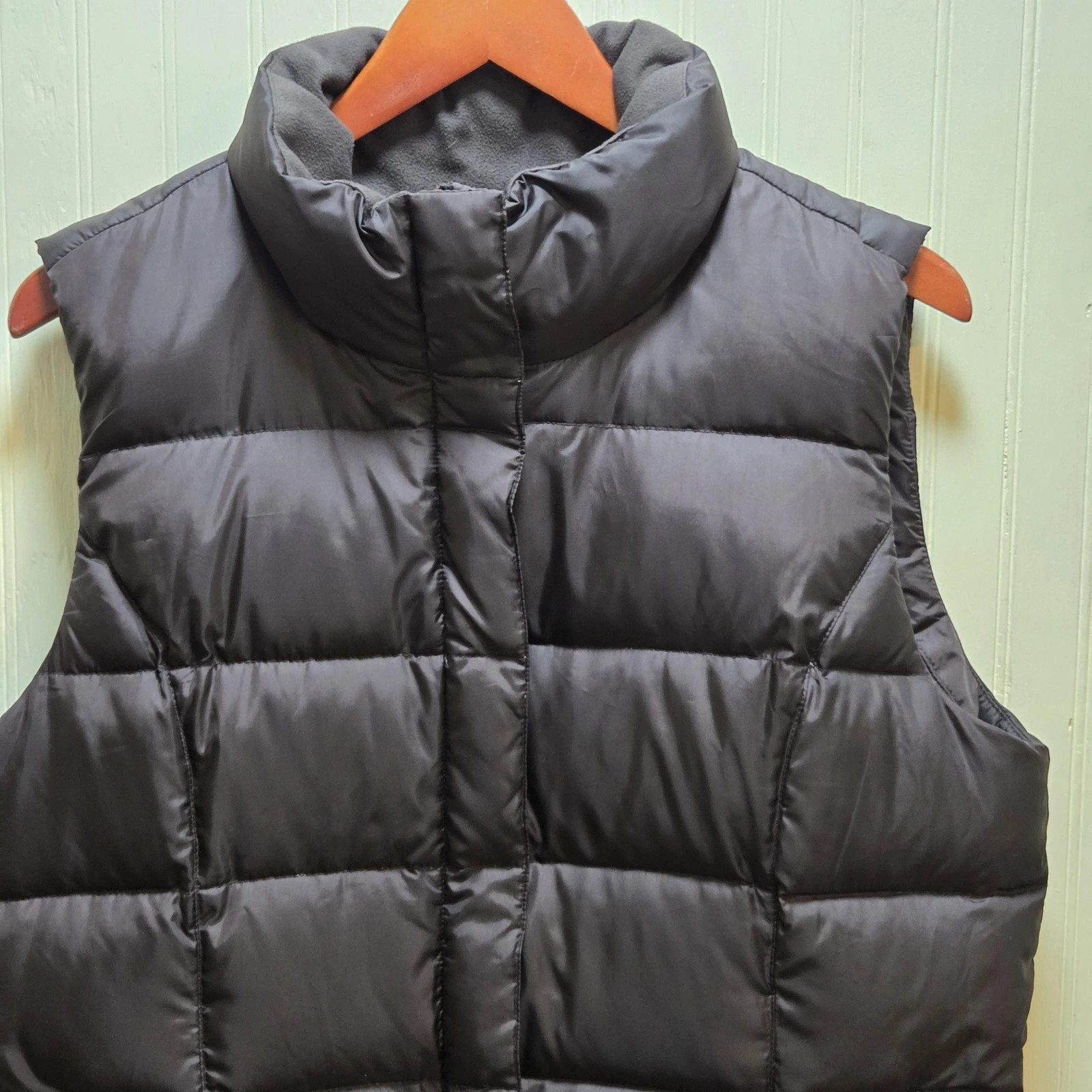 Eddie Bauer Vest Mens Large Black Goose Down Puffer Full Zip Outdoor Winter