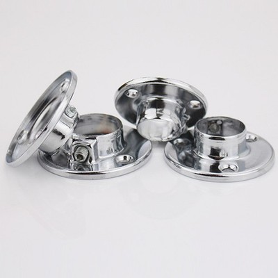 8PCS Round 25mm Wardrobe Rail Locking End Wardrobe Hanging Rail Rod Flange Base
