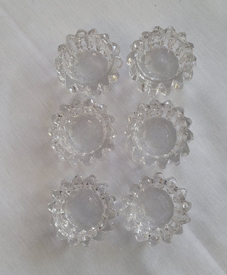 VTG Salt Cellar Dip Crystal Clear Glass 6 Piece Set Round
