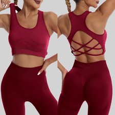 Women’s Seamless Yoga Set High Waist Leggings with Sports Bra Gym Fitness Outfit