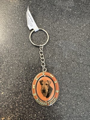 E&S New With Tags Keychain AIREDALE TERRIER center spins heavy - DOG KEYCHAIN 