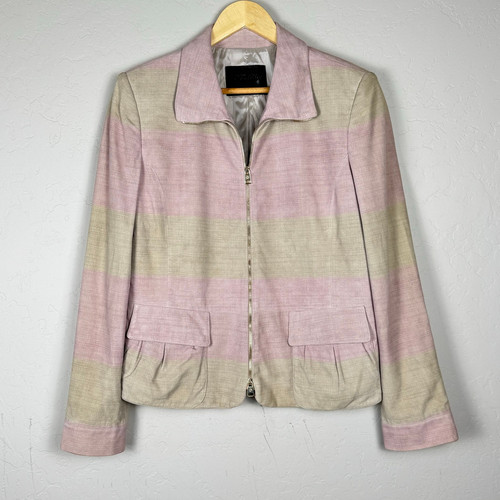 GIORGIO ARMANI Womens Size 46 US Size 8/10 Lamb Leather Full Zip Blazer Italy - Picture 1 of 21