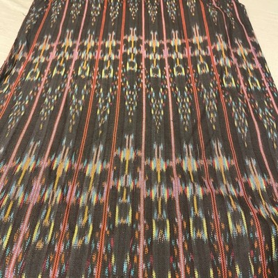 Guatemalan Ikat Woven Cotton Fabric Textile Pattern Black Multi Color 36'' NEW