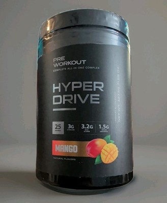 Hyper Drive Pre-Workout 25 Servings Mango Beta Alanine Citrulline Betaine 11.5oz