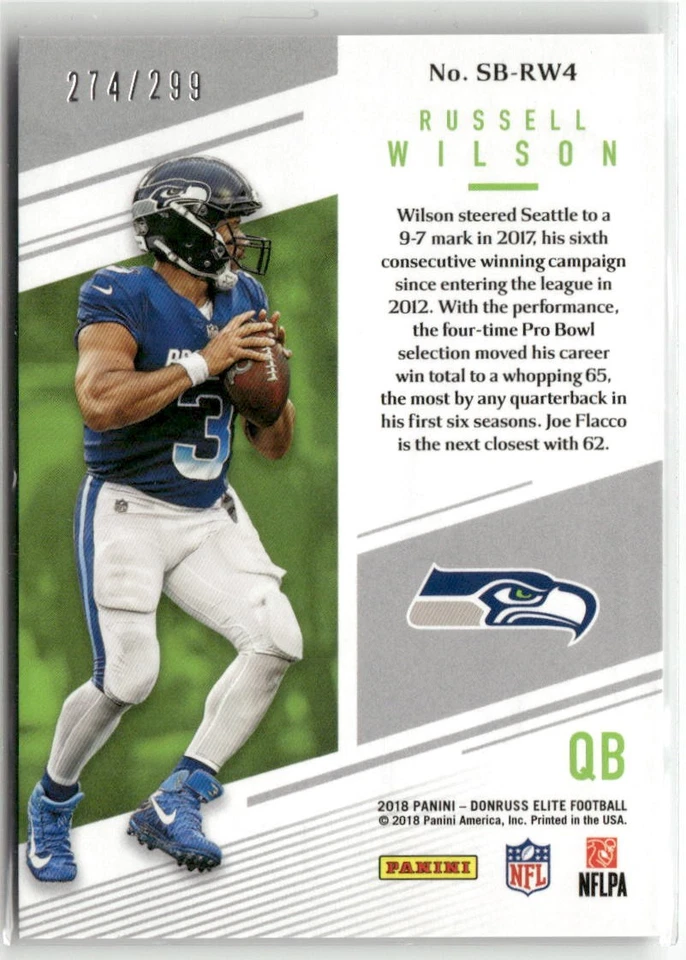 2018 Donruss Elite #SB-RW4 Russell Wilson Spellbound #/299 - Image 2 of 2