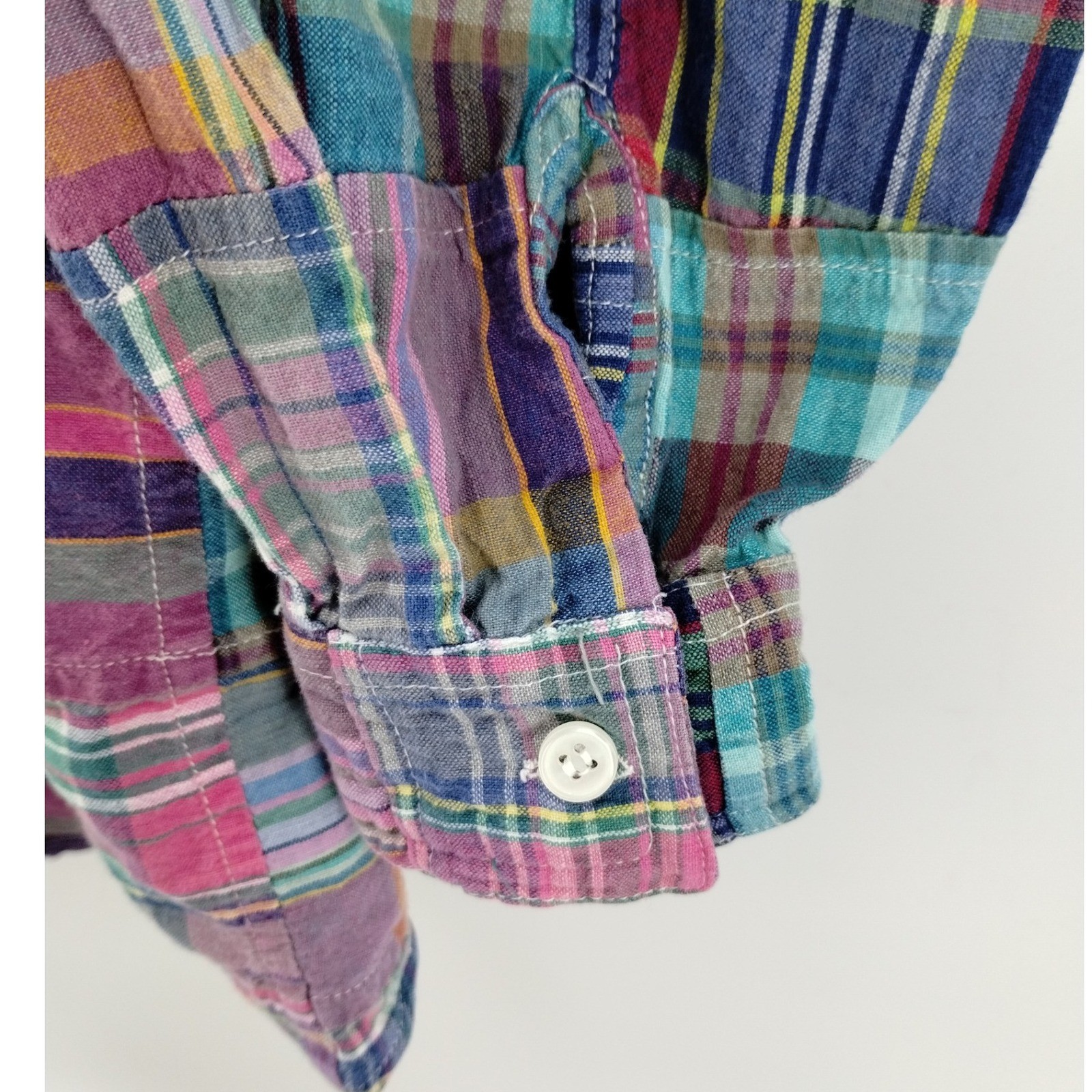 VTG Elements Spiegel Patchwork Plaid Button Up Sh… - image 4