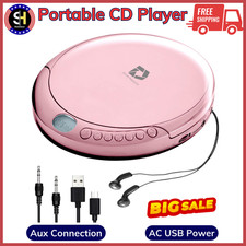 CD Player Portable W/ 60 Second Anti Skip, Stereo Earbuds, Includes Aux In Cable