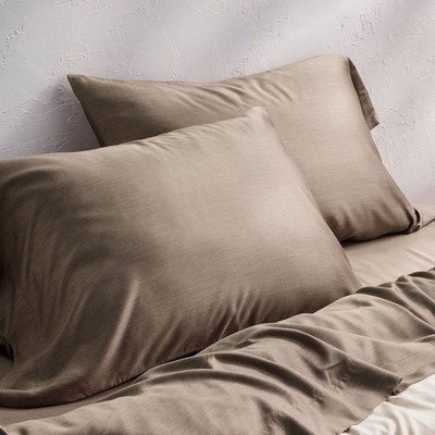 King 400 Thread Count Rayon from Bamboo Pillowcases Fig Brown - Casaluna