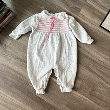 90 s Vintage Baby One Piece Pajamas 6-12 Months White Soft VTG