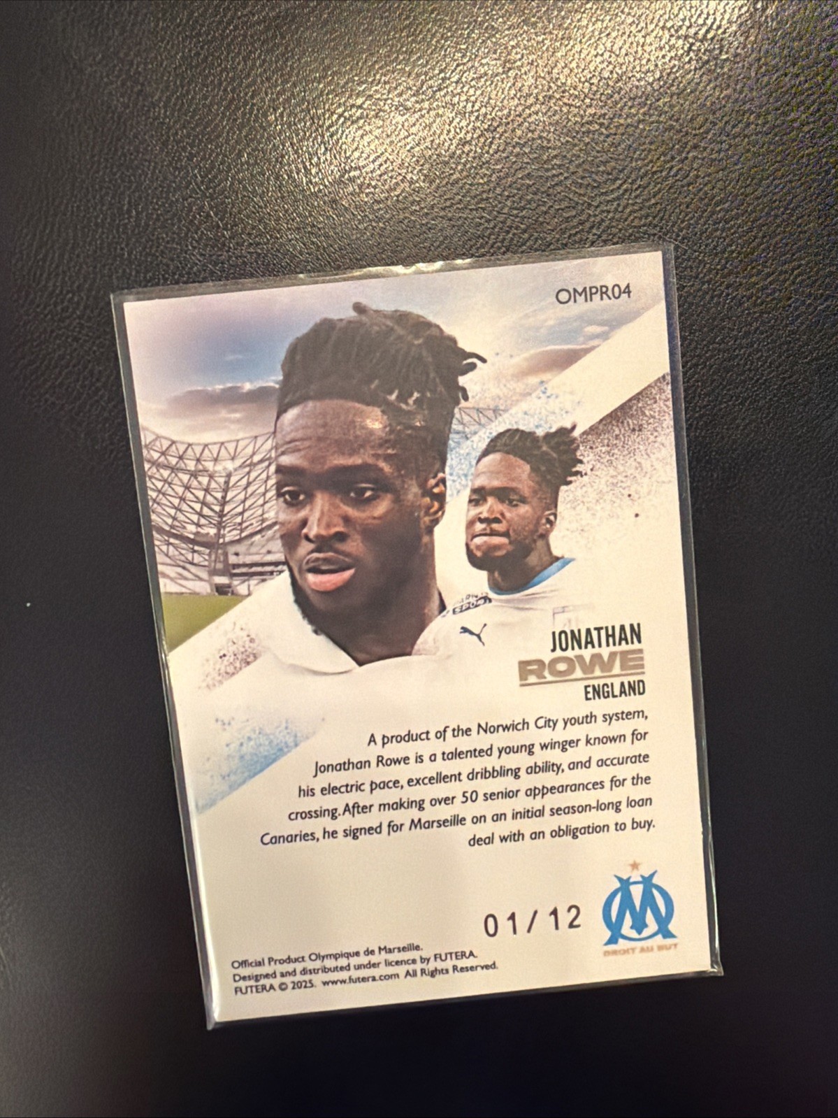 2024-25 Futera FX Marseille Prestige Light Blue #OMPR04 Jonathan Rowe 01/12 view 3