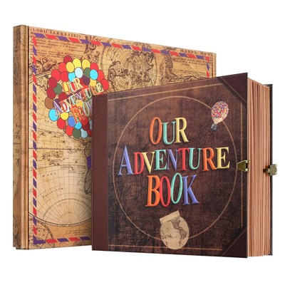 Our Adventure Book Scrapbook Photo Album Travel Journal Book,Retro Style Embo...