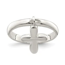 Sterling Silver Solid Cross Dangle Ring Sz 7 3.15 g