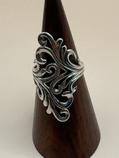 Sterling Silver Size L Art Nouveau Openwork Scroll Ring 925 3.52g 32.7mm