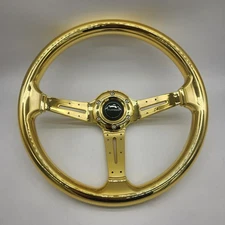 24k All Gold Polished 350mm Deep Dish Steering Wheel 6 hole Nardi NRG Grip