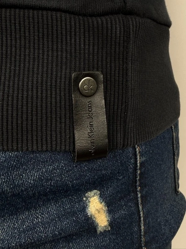 Calvin Klein Jeans sweat-shirt homme M coton noir col logo ton sur ton - Photo 3/4