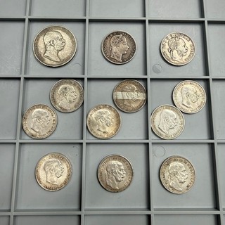 Österreich Lot aus 12 Silbermünzen 1858 1913 Kronen Gulden siehe Fotos!