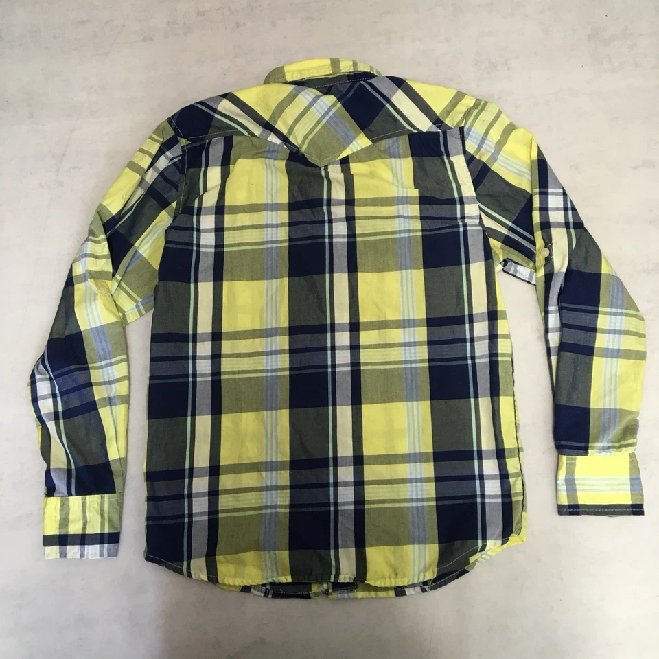 Camisa Ditch Plains Para Hombres Mediana Amarilla Azul Cuadros Perla Snap Vaquero Occidental EE. UU. Foto 2 de 4