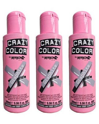 3x Crazy Color Semi-Permanent Conditioning Haarfarbe Farbe Creme - Graphit 