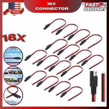 16 Pack SAE Connector 12 Inch 14 AWG Copper Wire 2 Pin Single Plug Connector