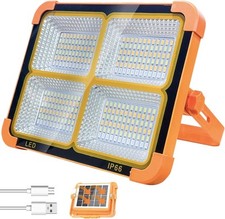 LED Construction Spotlight 7200mAh Solar Rechargeable 5 Modes IP66 Waterproof