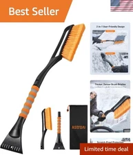 27-Inch Snow Brush and Ice Scraper with Ergonomic Foam Grip in Orange